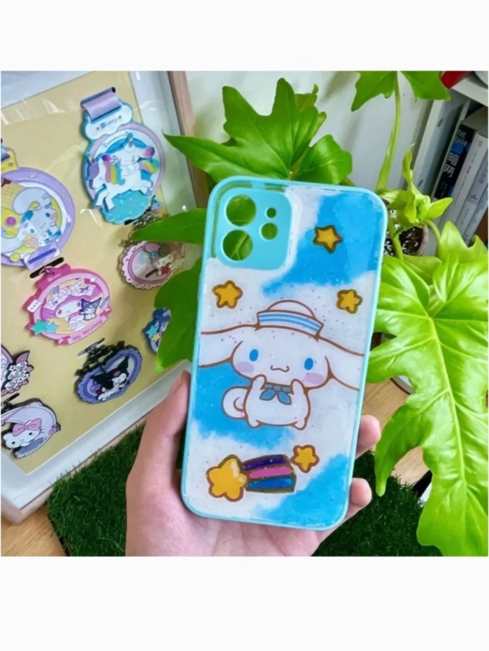 iphone 12 cartoon case,handmade cute case with free gift beads chain